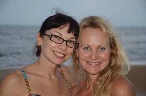Pageant Director Elizabeth McLaughlin, left, and Zoee Forehand of Z Wave Surf Shop. Click on the image for larger view. (© FlaglerLive)
